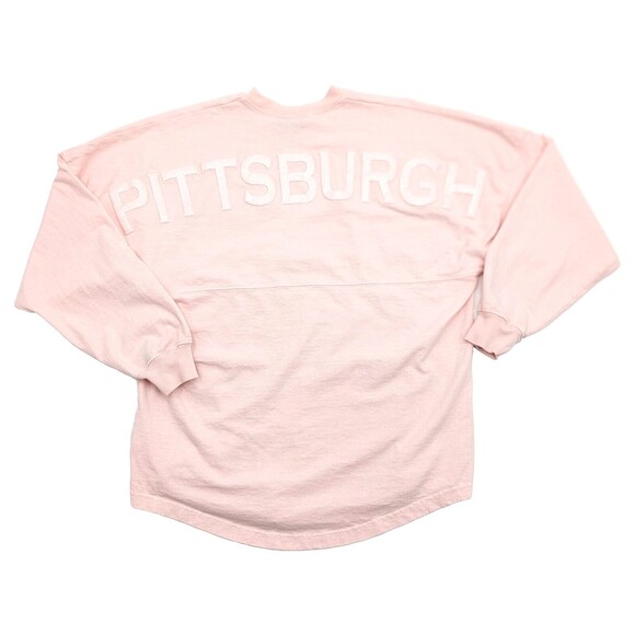 Spirit Jersey Tops - Spirit Jersey Pink Pittsburgh Glitter Logo Long Sleeve Pull Over Shirt Size S